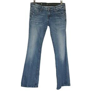 Rerock For Express Women's Size 29 X 29 Jeans Boot Med Wash Denim Distressed